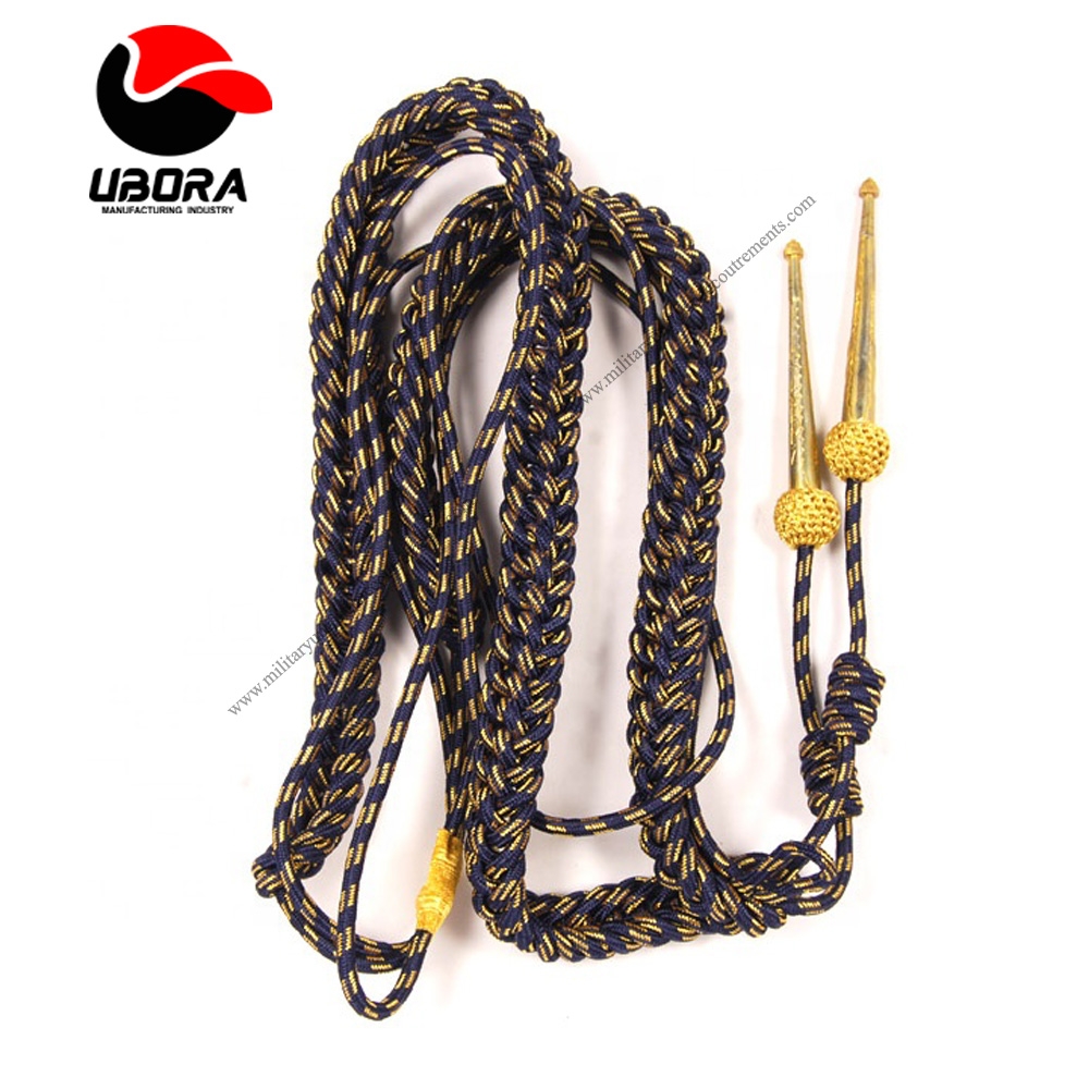 Custom blue and Gold Ceremonial Aiguillette made in Pakistan  Safety aiguilette Suppliers, military 